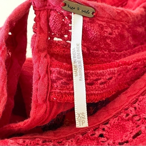 Free People Perfectly Victorian Floral Embroidered Boho Mini Dress Tomato XS - Picture 16 of 16